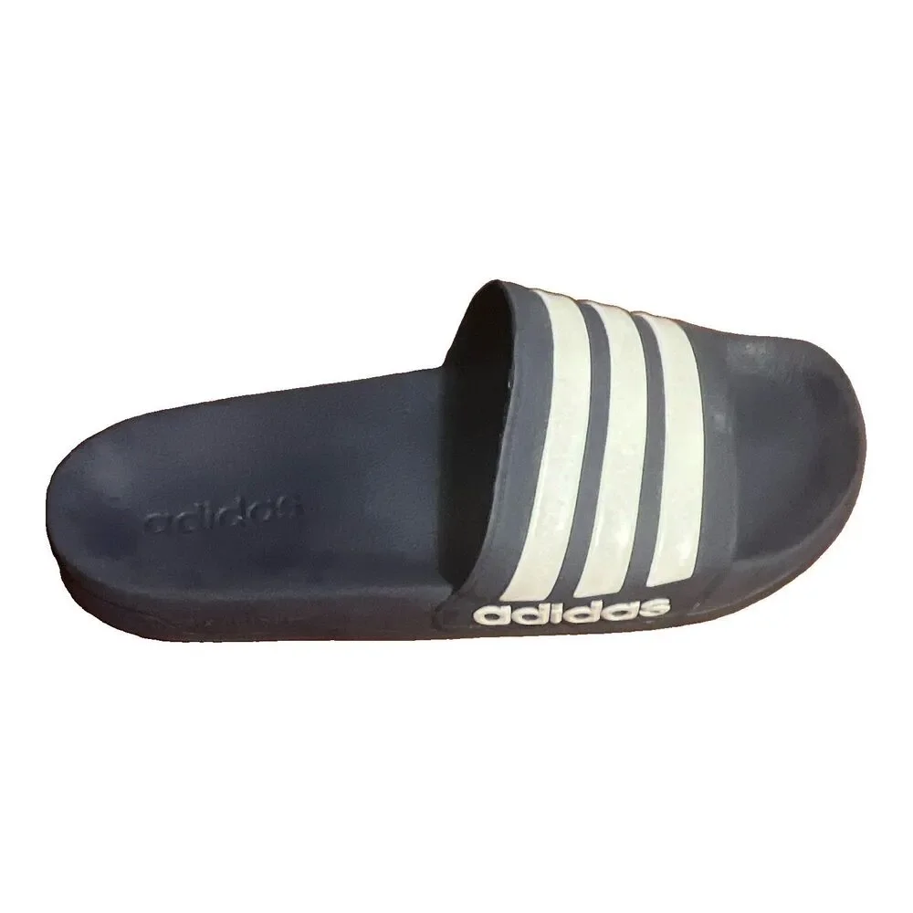 adidas Men’s Slide Sandals Blue/White 3-Stripes Slip-On US 10 EU 44 AQ1703